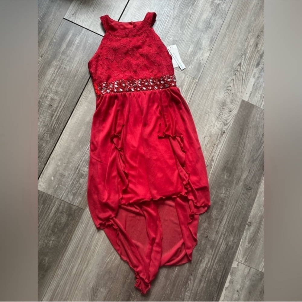 Elegant Red High-Low Dress